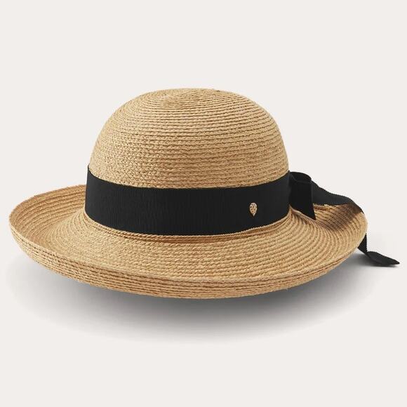 Helen Kaminski Accessories - Helen Kaminski Newport Raffia Straw Sun Hat Bow Detail Natural Tan